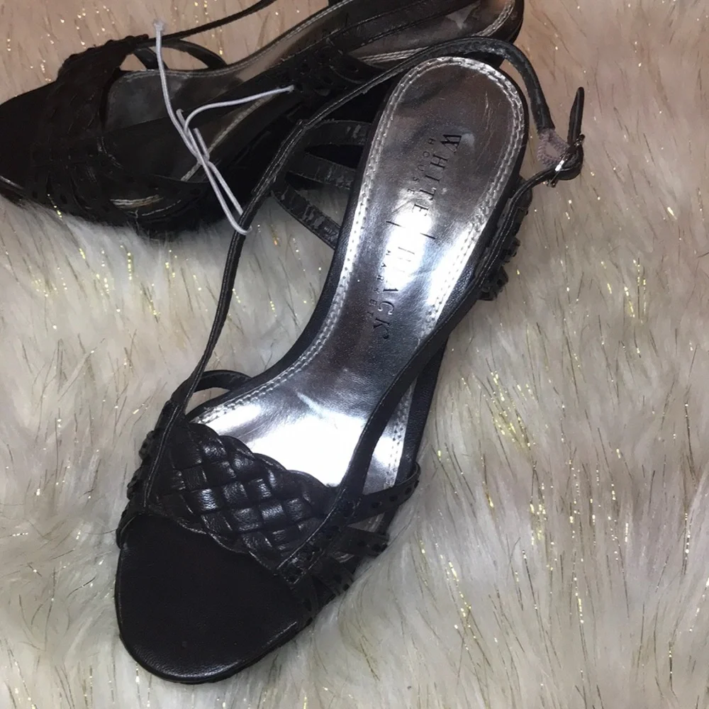 White House black market 7.5 brown wedge braided